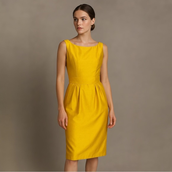 JENNY YOO Silk Cocktail Dress Size 4 Marigold Yellow Bridesmaid - Picture 1 of 11